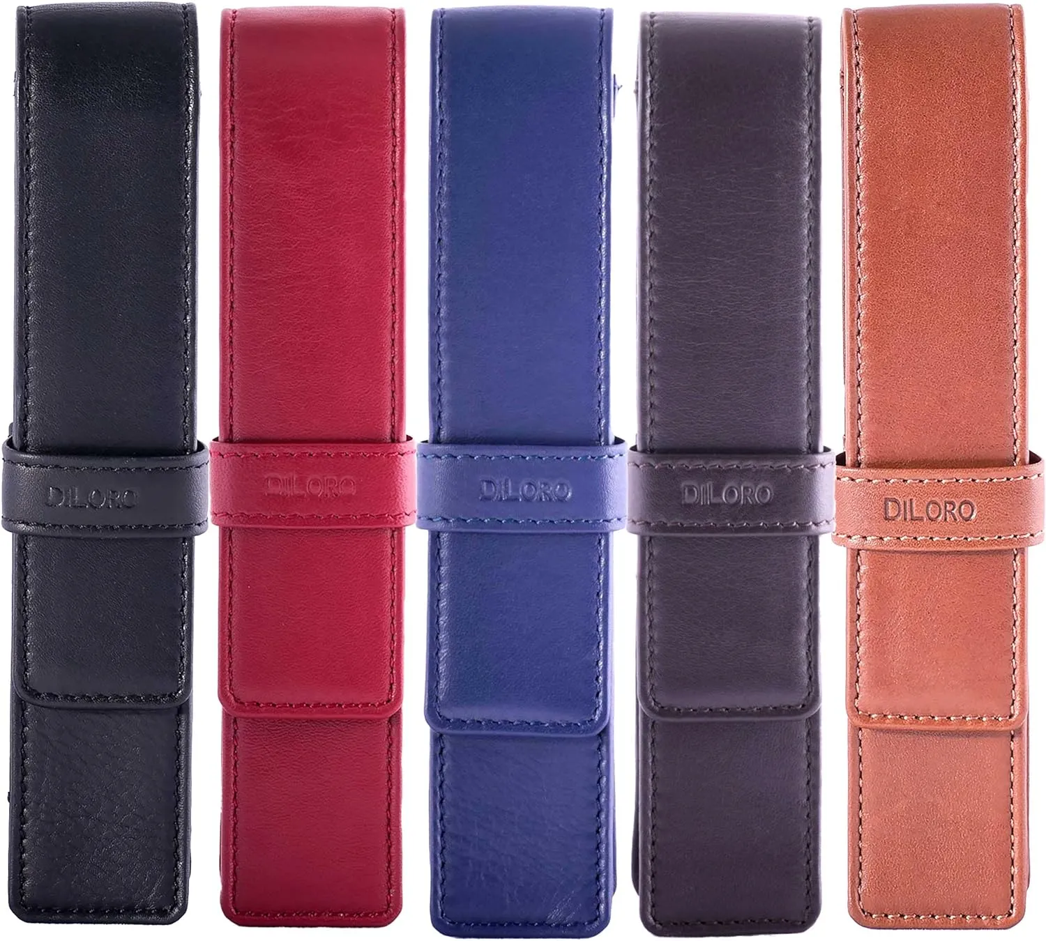 Leather Single Pen Case Pencil Pouch Holder for One Fountain Ballpoint Rollerball Pen and Pencil (Violet)