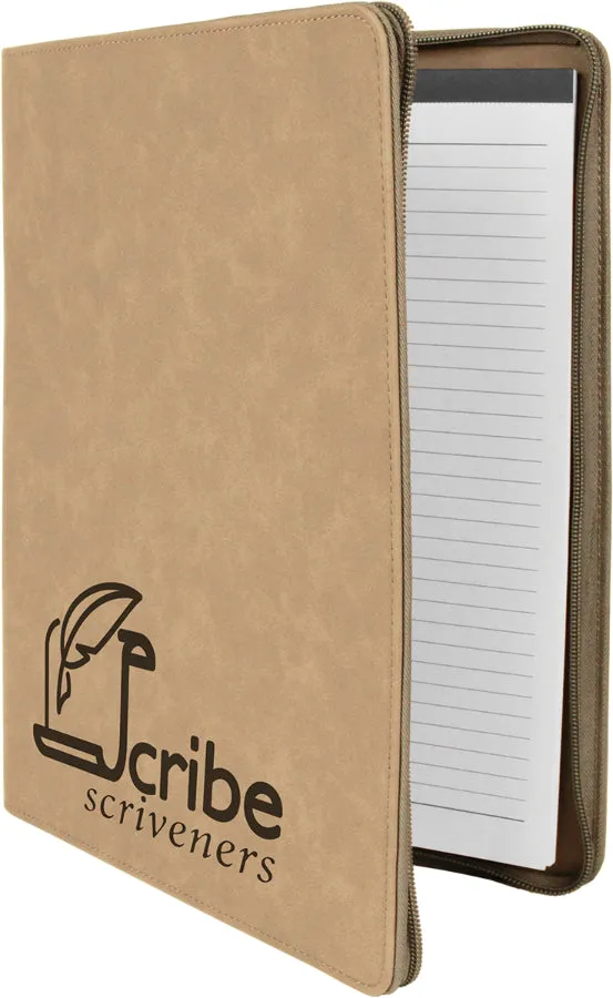Leatherette Portfolio with Notepad and Zipper