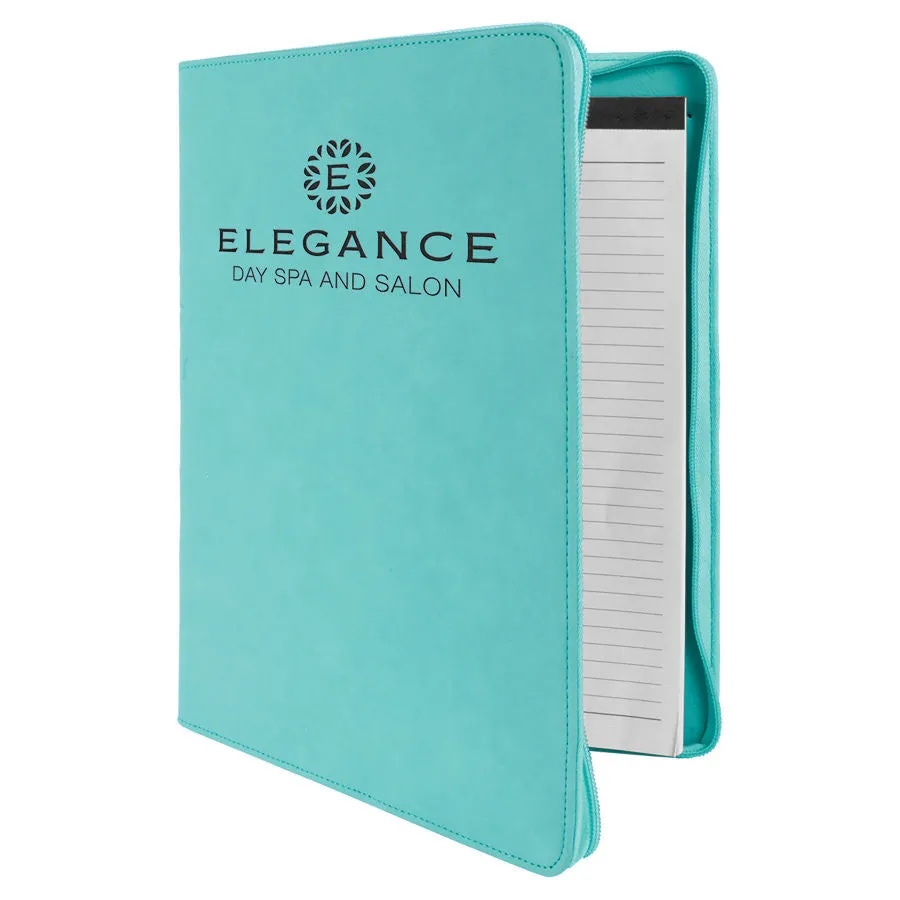 Leatherette Portfolio with Notepad and Zipper