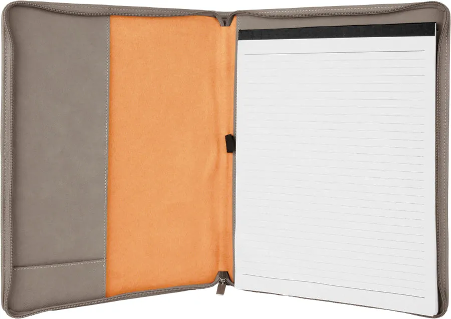 Leatherette Portfolio with Notepad and Zipper