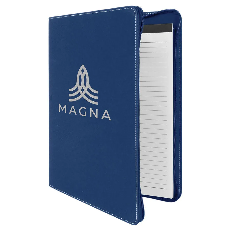 Leatherette Portfolio with Notepad and Zipper