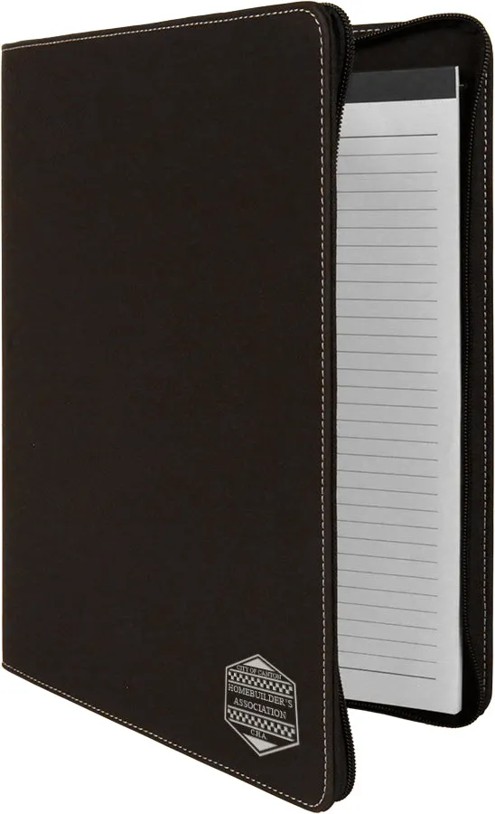 Leatherette Portfolio with Notepad and Zipper