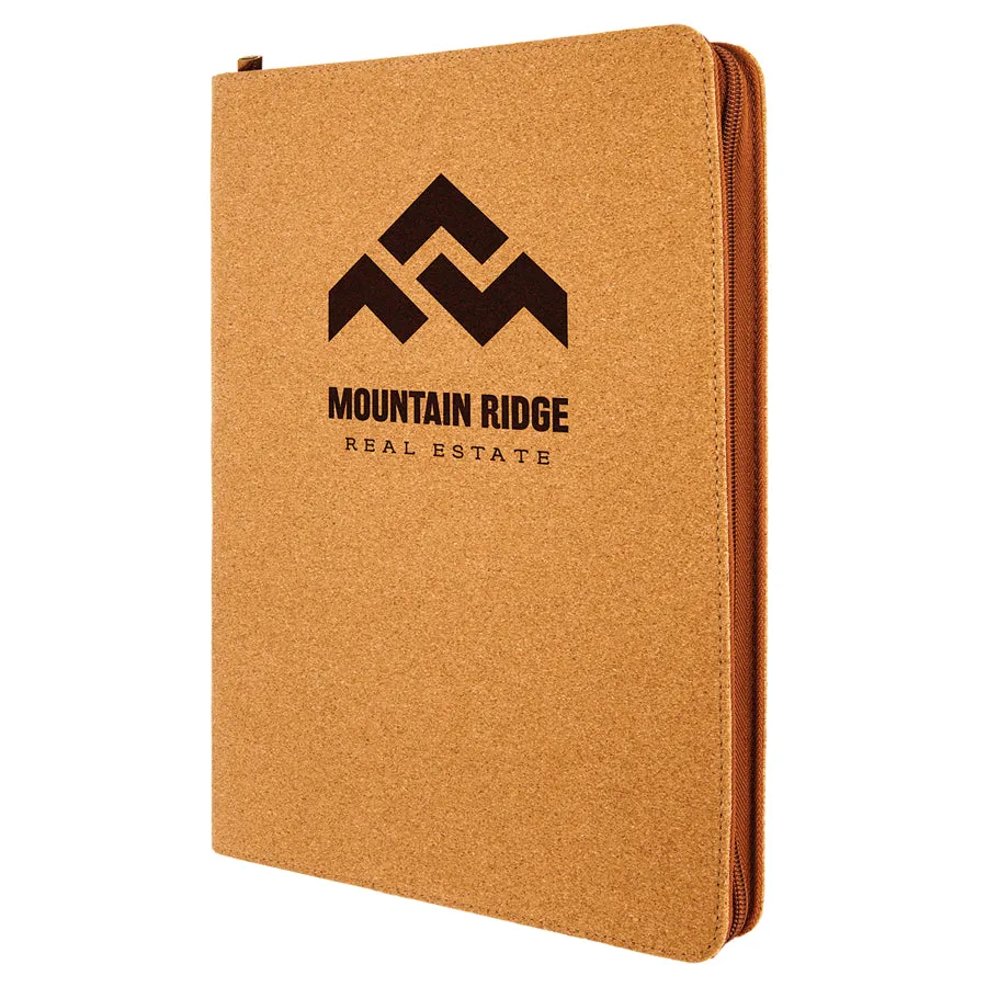 Leatherette Portfolio with Notepad and Zipper
