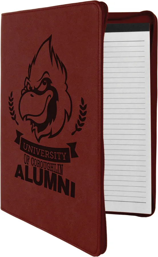 Leatherette Portfolio with Notepad and Zipper