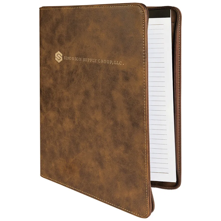 Leatherette Portfolio with Notepad and Zipper
