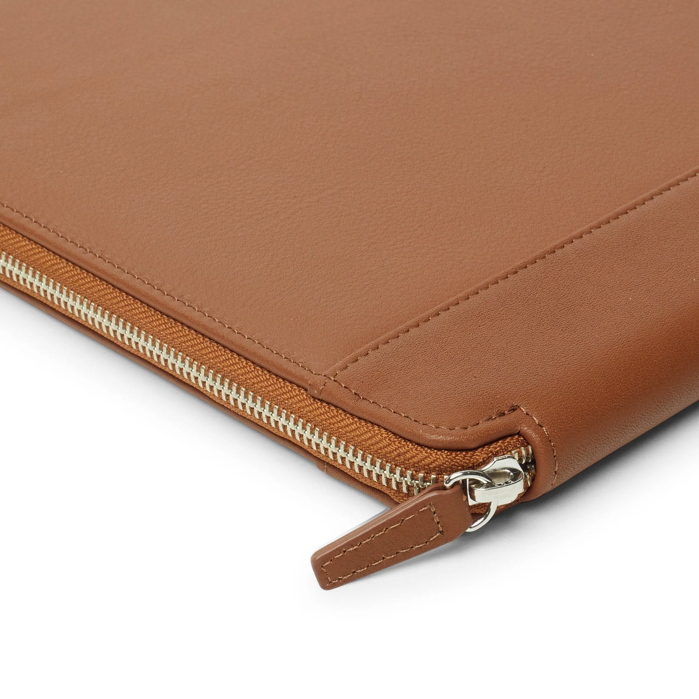 Left Handed Executive Zippered Portfolio Cognac