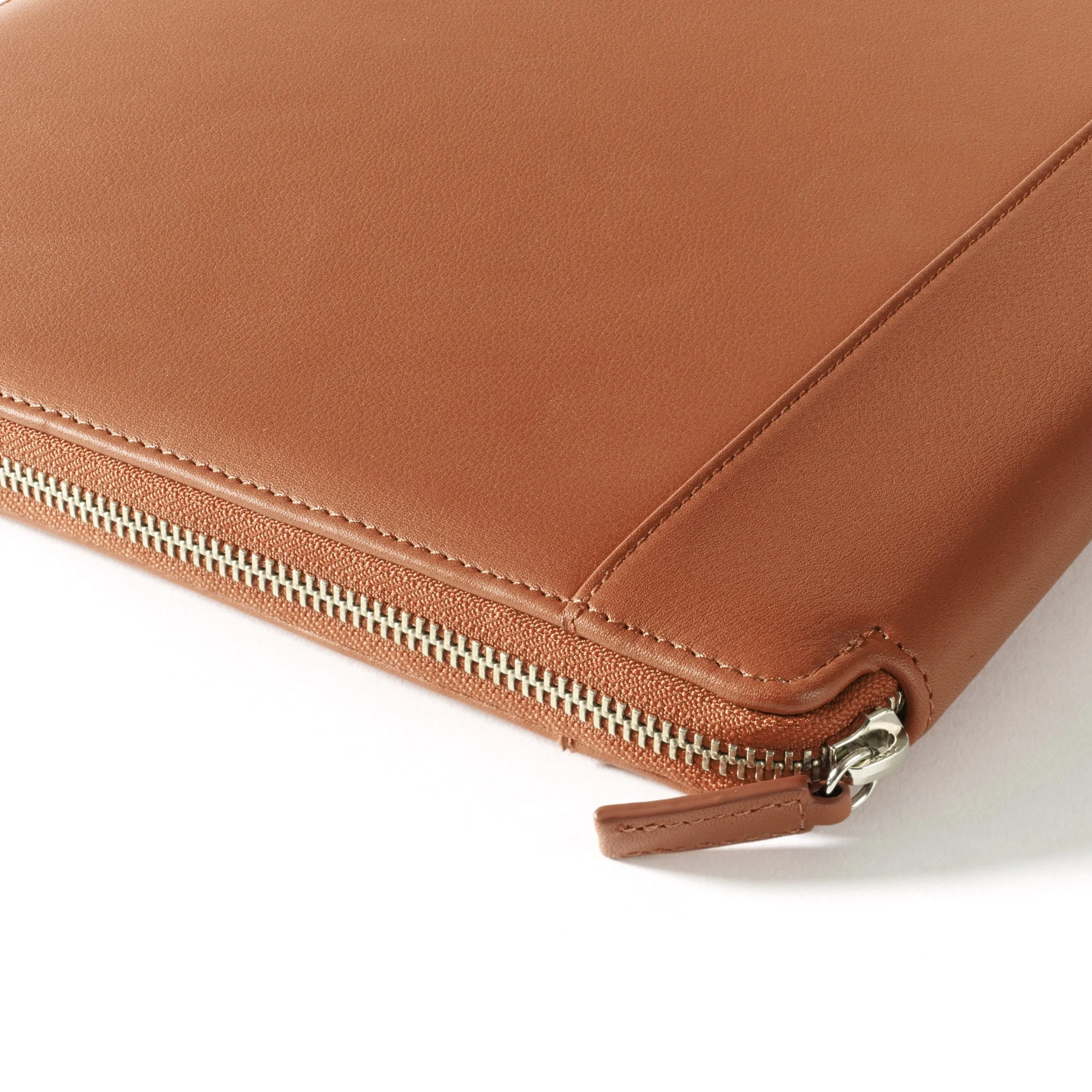 Left Handed Executive Zippered Portfolio Cognac