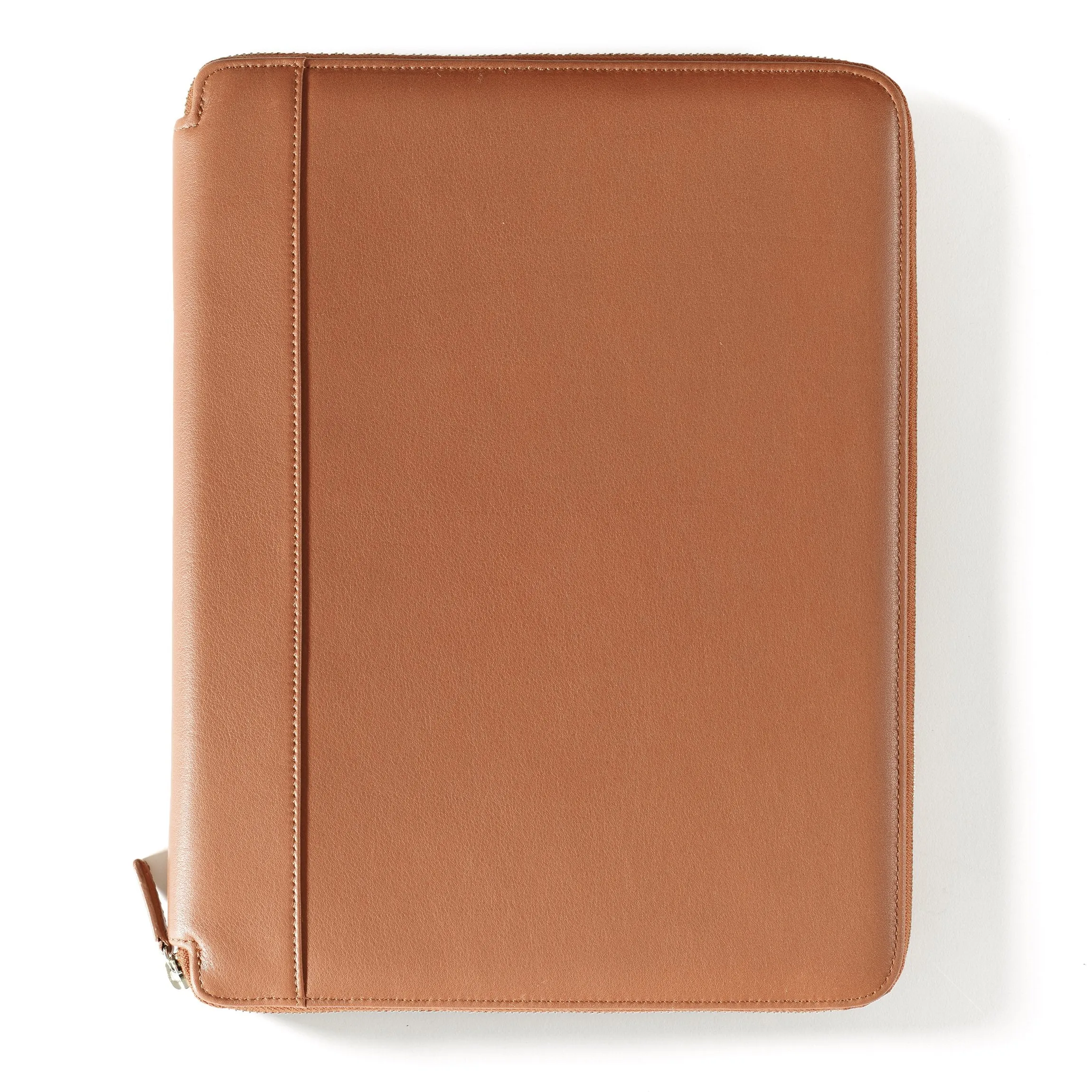 Left Handed Executive Zippered Portfolio Cognac