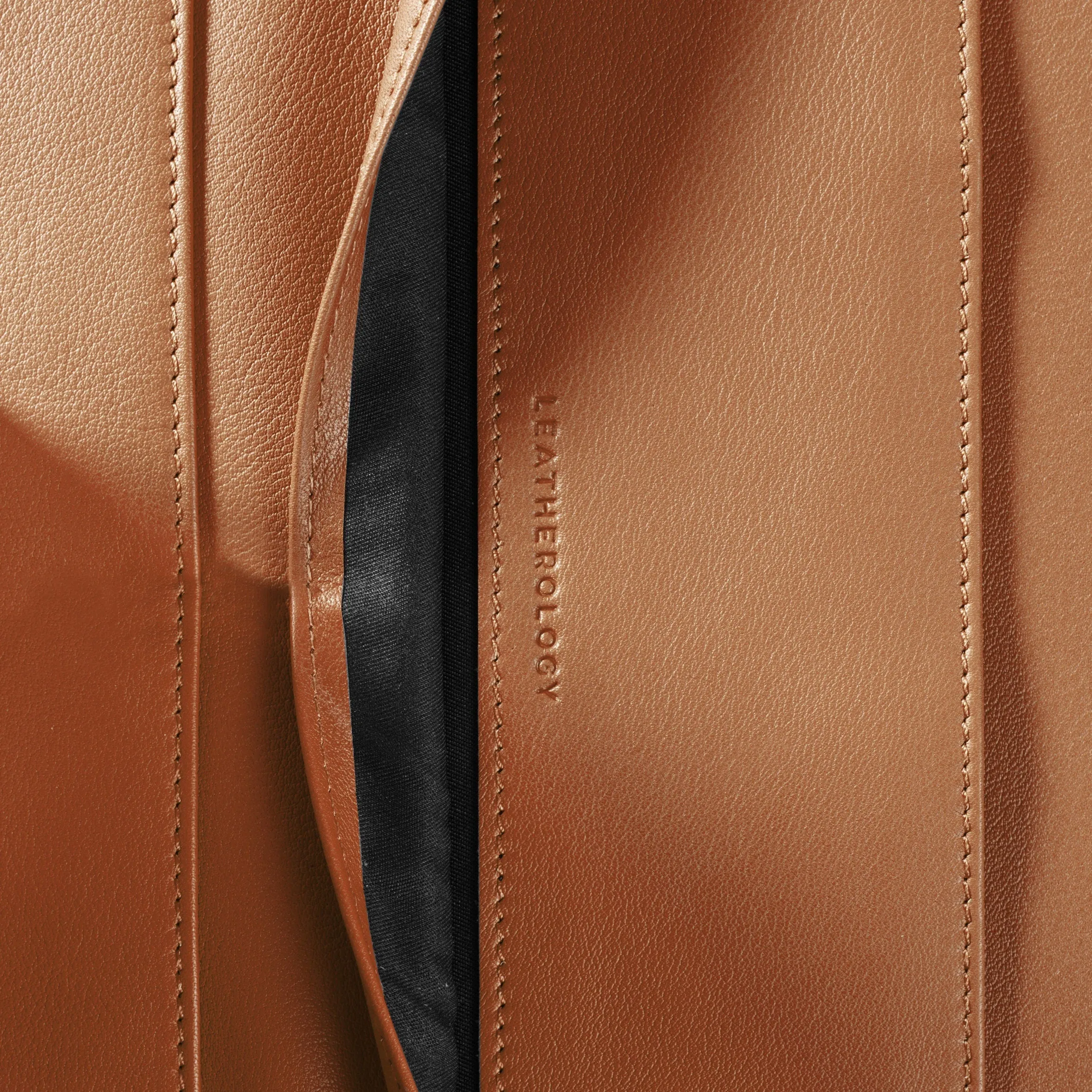Left Handed Executive Zippered Portfolio Cognac