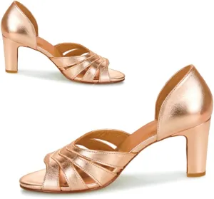 LEHOOR Women Chunky Heels Peep Toe Pumps Shoes Slip On Cut-out Block High Heels Dress Shoe D-Orsay Metallic Patent Leather Strappy Sandals Office Ladies Dressy Work Wedding Party Summer Chic 4-11 M US