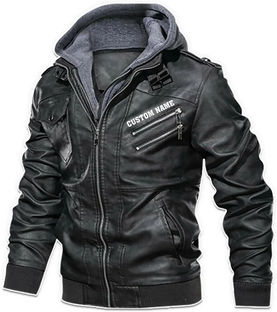 Let's Rock, Fast and Hard, Born to be Free, Music Skull Rocker, Motorcycle Custom Men PU Leather Vest Jacket