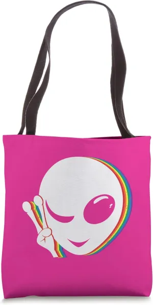 LGBT-Q Gay Pride Proud Ally Rainbow Color Alien Lovers Tote Bag