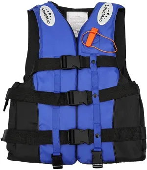 Life Jacket with Adjustable Belt, Boating Vest with Zipper, Float Swim Vest with Reflective Strips for Swimming, Watersports(Blue,XX-Large)