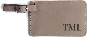 Lifetime Creations Monogrammed Luggage Tag - Personalized Vegan Leather Bag Tag with Initials (Light Brown)