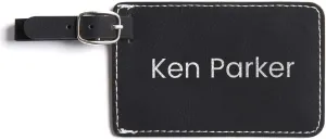 Lifetime Creations Personalized Luggage Tag - Vegan Leather Custom Bag Tag with Engraved Name (Black)
