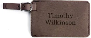 Lifetime Creations Personalized Luggage Tag - Vegan Leather Custom Bag Tag with Engraved Name (Dark Brown)
