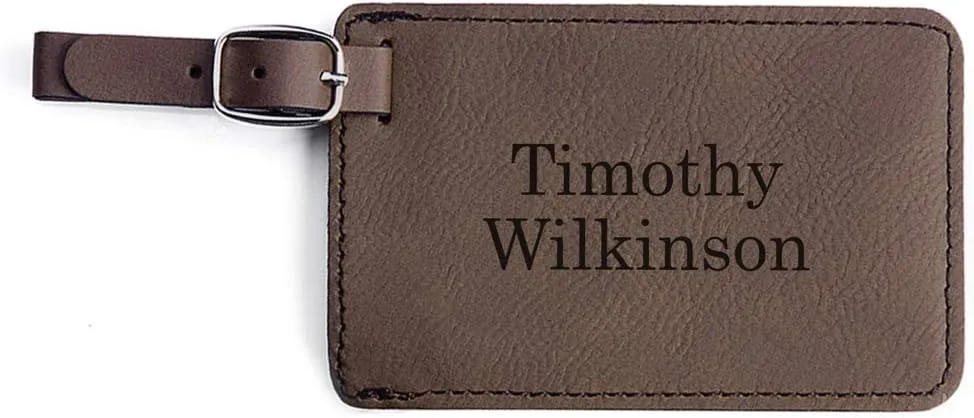 Lifetime Creations Personalized Luggage Tag - Vegan Leather Custom Bag Tag with Engraved Name (Dark Brown)