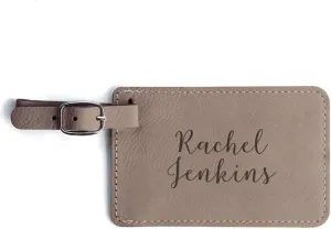 Lifetime Creations Personalized Luggage Tag - Vegan Leather Custom Bag Tag with Engraved Name (Light Brown)
