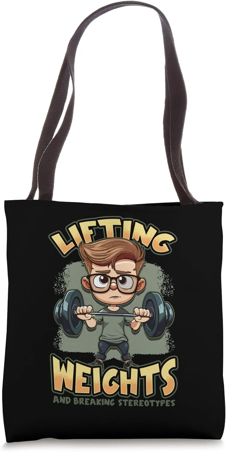 Lifting Weights and Breaking Stereotypes Nerd Humor Tote Bag