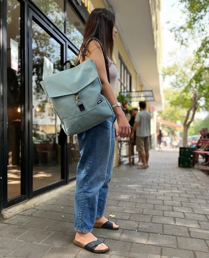 Light Blue Nubuck-Like Students Backpack