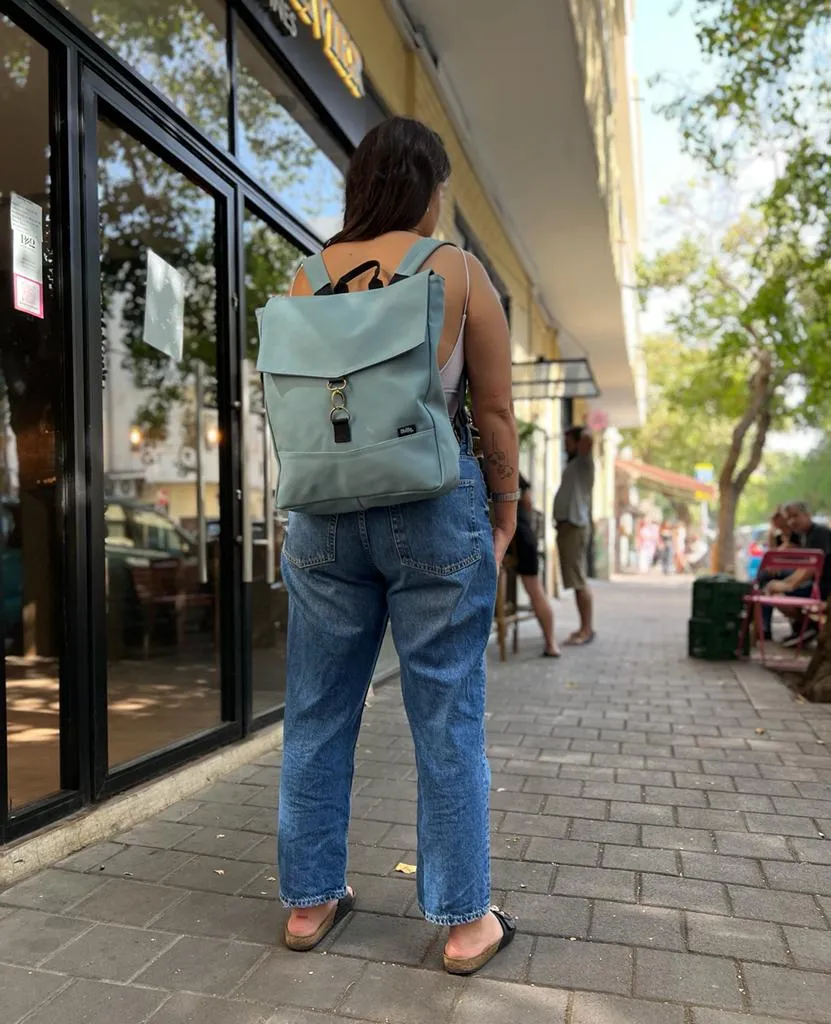 Light Blue Nubuck-Like Students Backpack