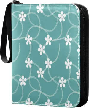 Line Flowers Card Binder 4 Pockets, 400 Pockets Trading Card Binder Removable Card Albums Card Holder for Games, Sports, Football, Baseball Cards