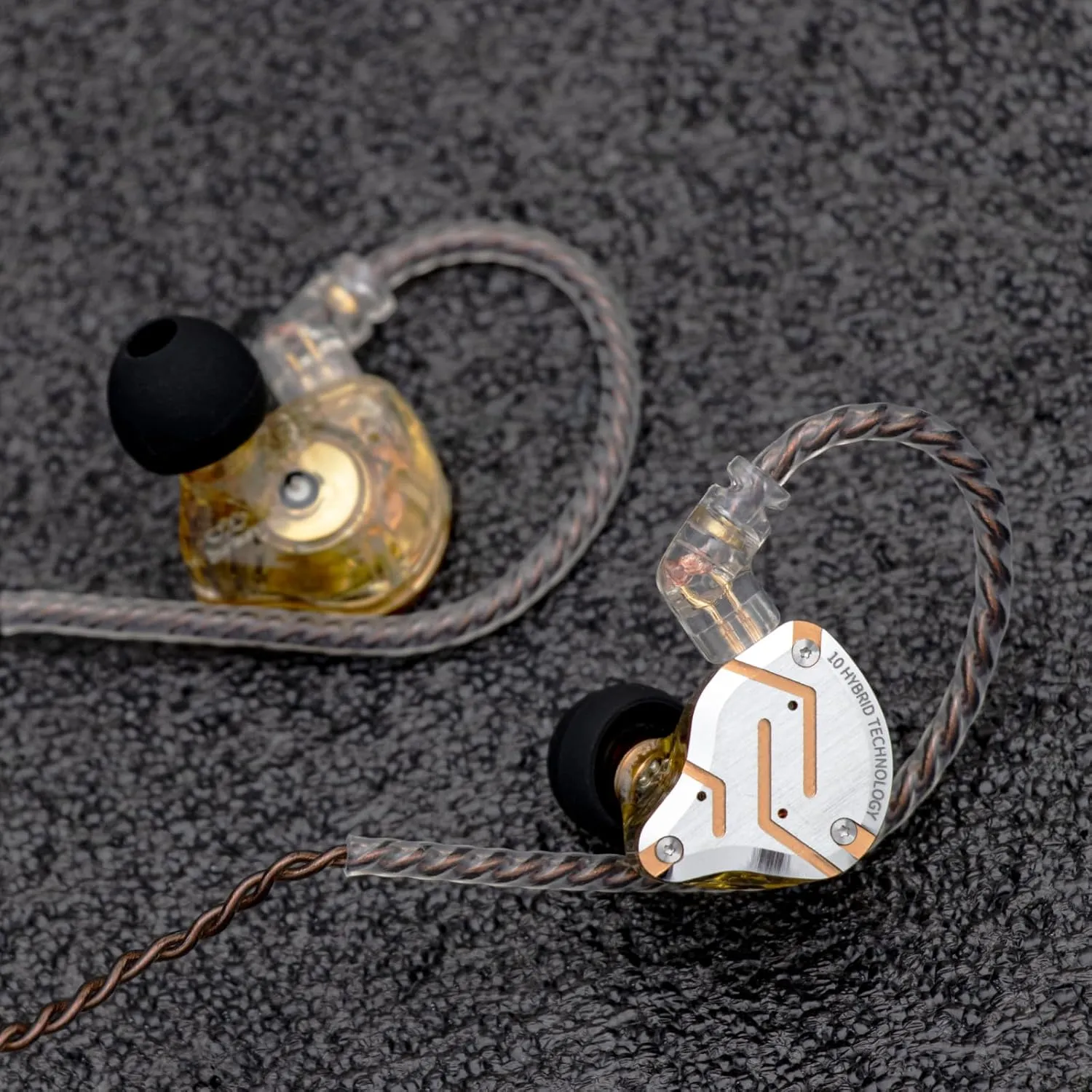 Linsoul KZ ZS10 Pro, 4BA 1DD 5 Driver in Ear Monitor, HiFi Wired Earbuds, Gaming Earbuds, Hybrid IEM Earphones with Stainless Steel Faceplate, Detachable Cable for Musician(with Mic, Glare Yellow)