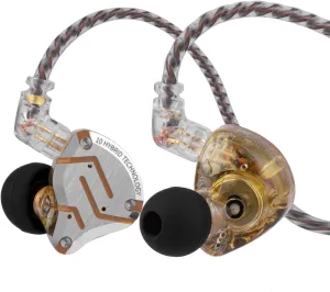 Linsoul KZ ZS10 Pro, 4BA 1DD 5 Driver in Ear Monitor, HiFi Wired Earbuds, Gaming Earbuds, Hybrid IEM Earphones with Stainless Steel Faceplate, Detachable Cable for Musician(with Mic, Glare Yellow)