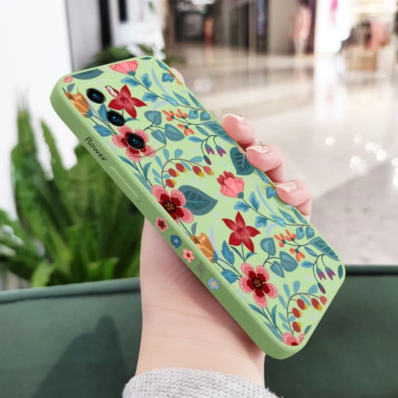 Liquid Silicone Floral Phone Case For Huawei