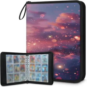 Little Bit of Sky 3 Ring Trading Zipper Binder Strap, Trading Card Binder 4 Pocket, 400 Pockets Card Holder with 50 Removable Sleeves for Game Cards