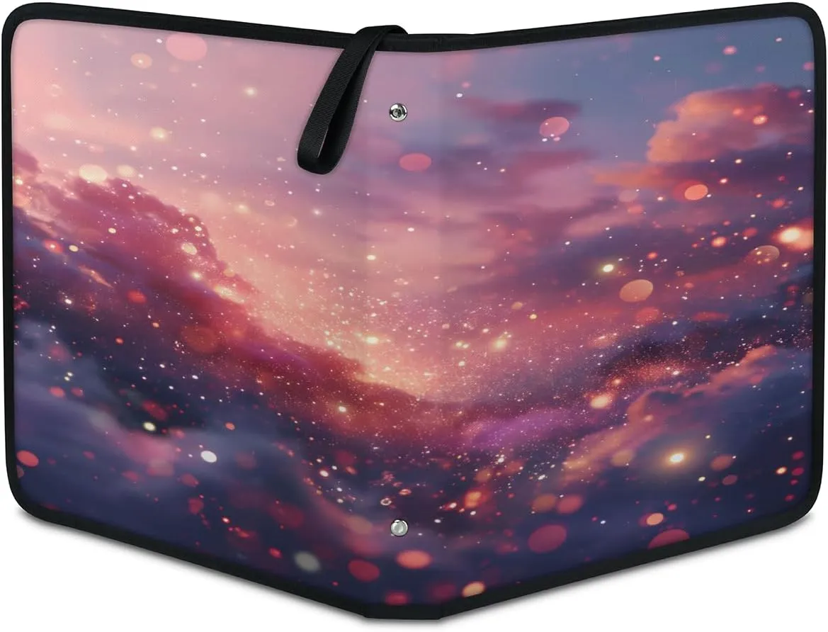 Little Bit of Sky 3 Ring Trading Zipper Binder Strap, Trading Card Binder 4 Pocket, 400 Pockets Card Holder with 50 Removable Sleeves for Game Cards
