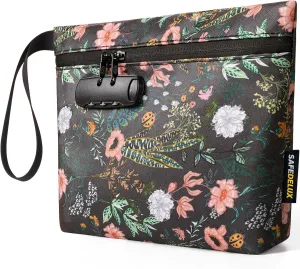Lock Travel Pouch with Combination Lock & Activated Carbon—Waterproof Zipper, Carbon Lined for Home Storage & Gifts