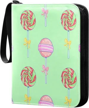 Lollipops Card Binder 4 Pockets, 400 Pockets Trading Card Binder Removable Card Albums Card Holder for Games, Sports, Football, Baseball Cards