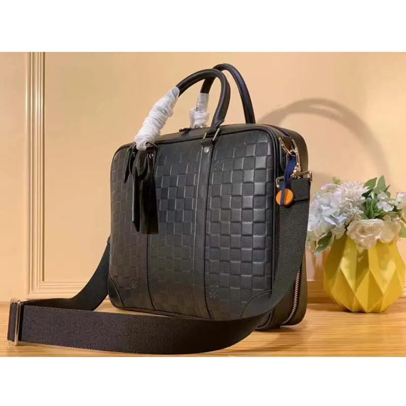 Louis Vuitton LV Unisex Sirius Briefcase Black Damier Infini Onyx Cowhide Leather