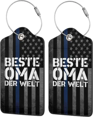 Luggage Tag Die Beste Oma Der Welt Pu Leather Identifiers Id Tag Bag Suitcase Labels