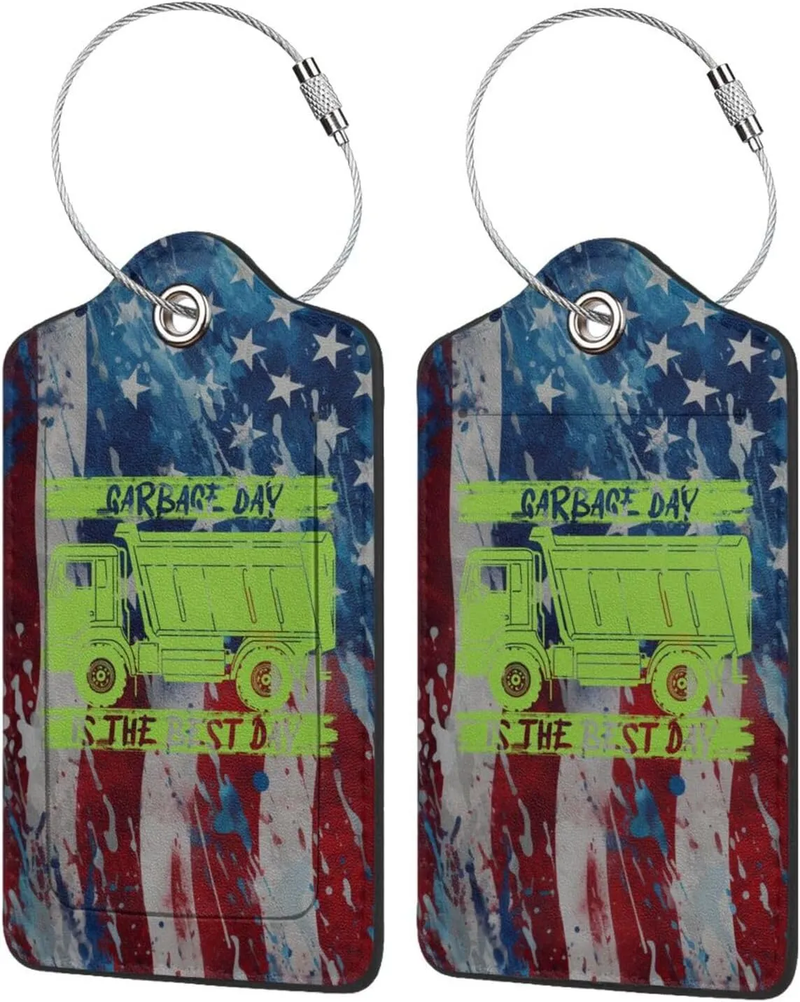 Luggage Tag Garbage Day is The Best Day Pu Leather Identifiers Id Tag Bag Suitcase Labels