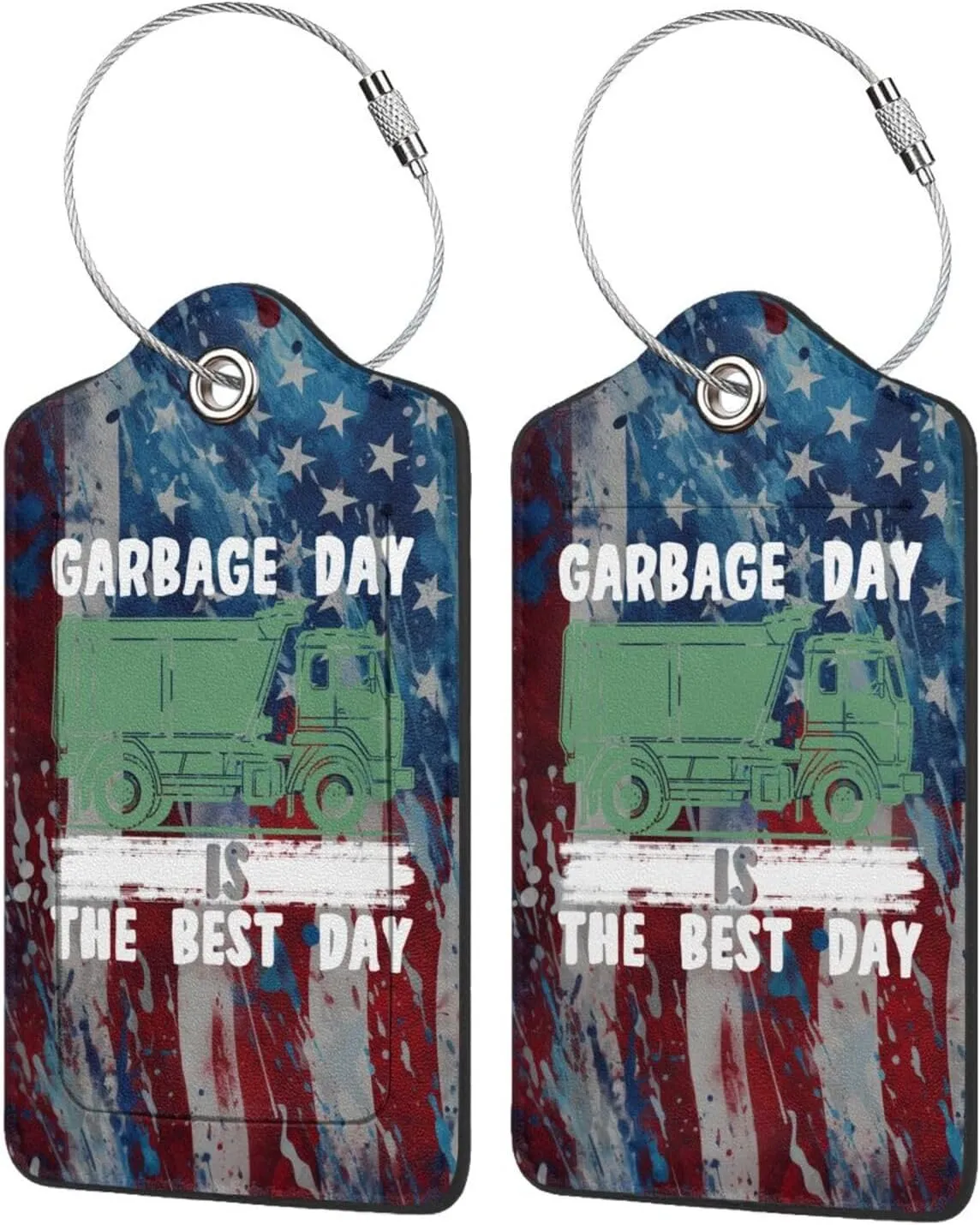 Luggage Tag Garbage Day is The Best Day Pu Leather Identifiers Id Tag Bag Suitcase Labels