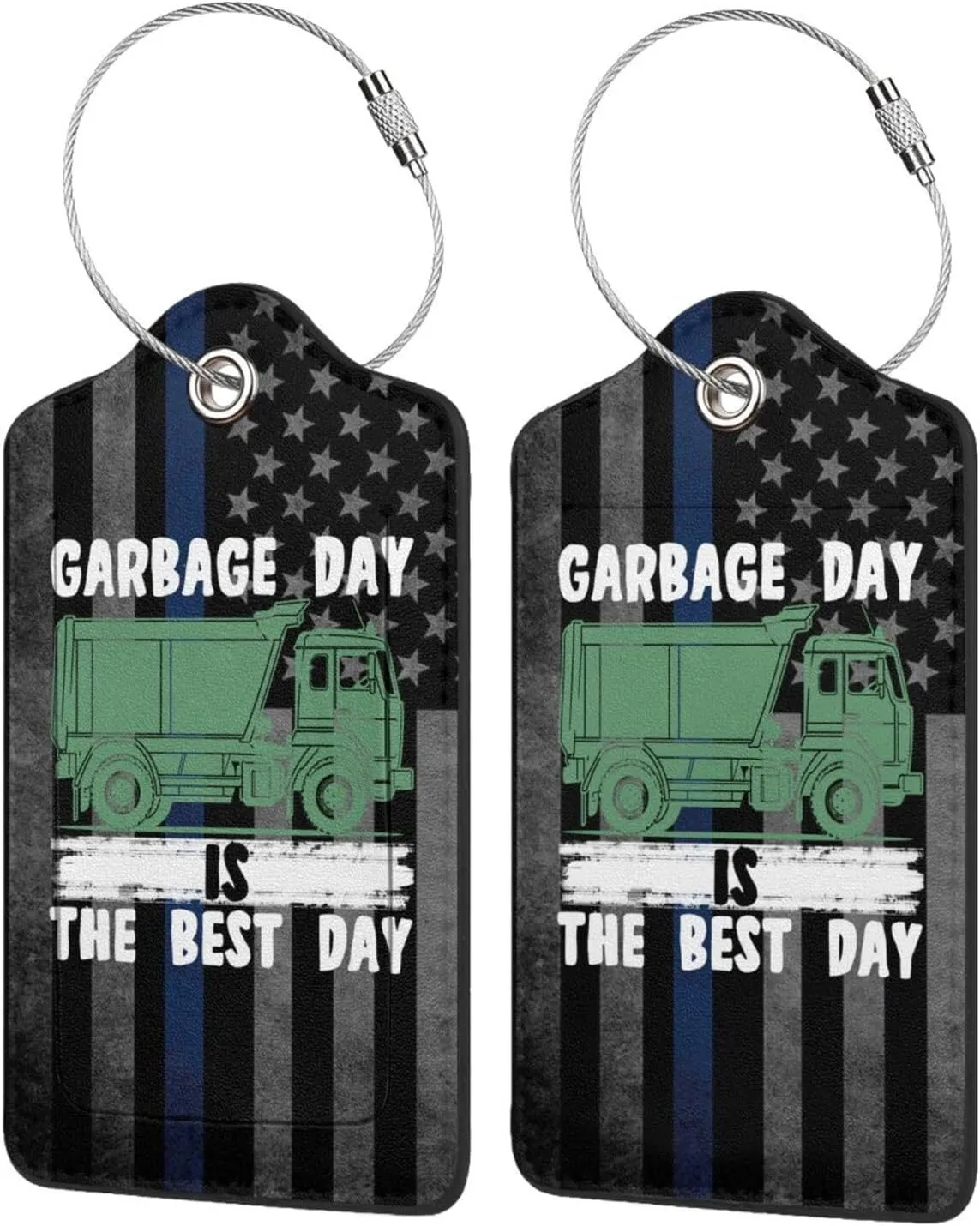 Luggage Tag Garbage Day is The Best Day Pu Leather Identifiers Id Tag Bag Suitcase Labels