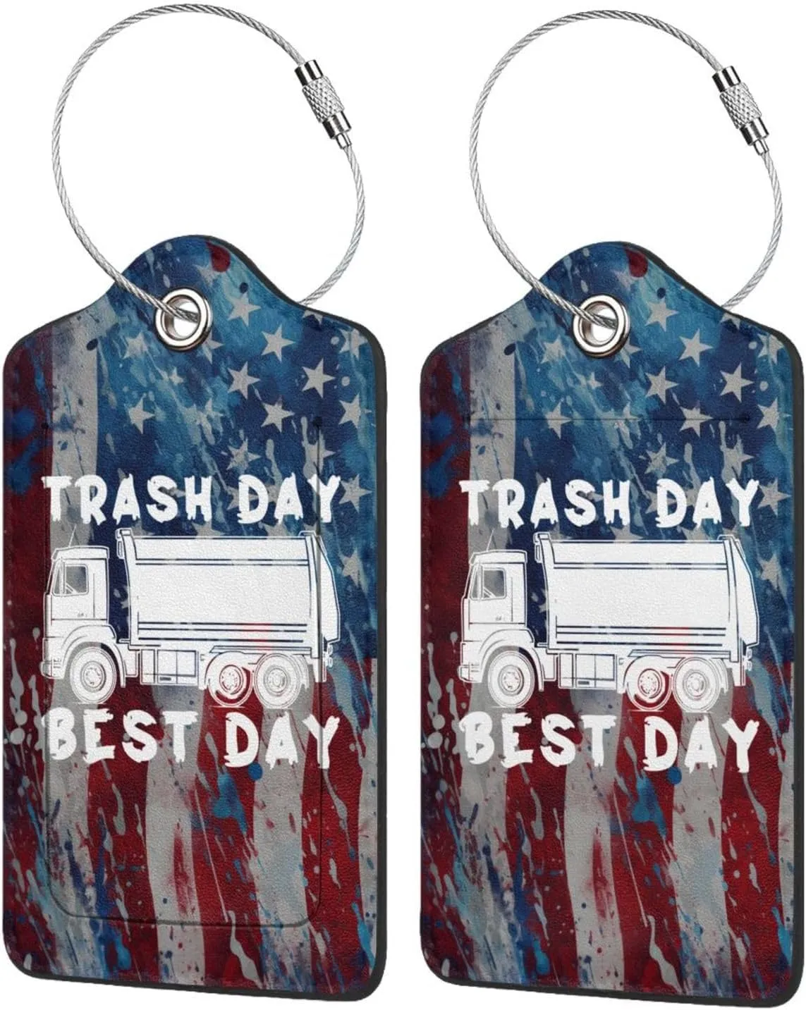 Luggage Tag Garbage Day is The Best Day Pu Leather Identifiers Id Tag Bag Suitcase Labels