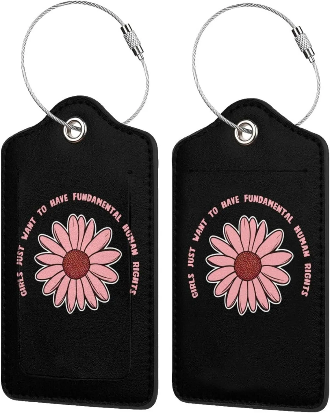 Luggage Tag Girls Just Want to Have Fundamental Human Rights Pu Leather Identifiers Id Tag Bag Suitcase Labels