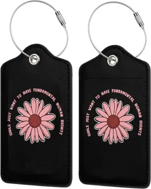 Luggage Tag Girls Just Want to Have Fundamental Human Rights Pu Leather Identifiers Id Tag Bag Suitcase Labels