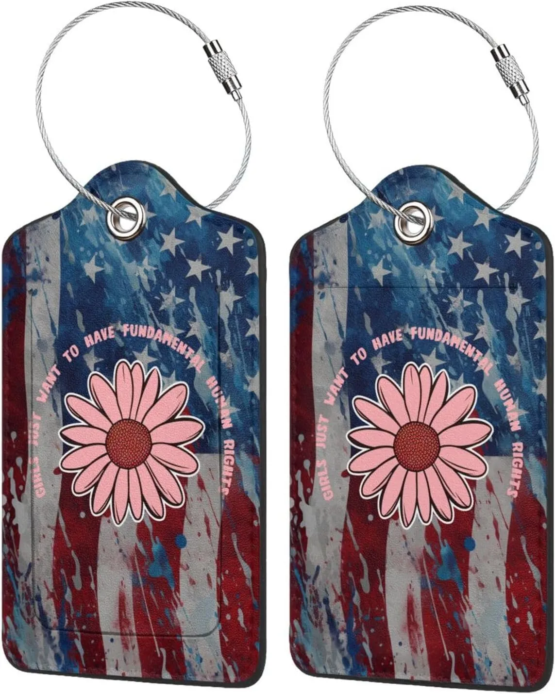 Luggage Tag Girls Just Want to Have Fundamental Human Rights Pu Leather Identifiers Id Tag Bag Suitcase Labels