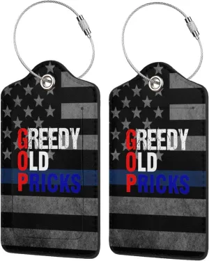 Luggage Tag Greedy Old Pricks1 Pu Leather Identifiers Id Tag Bag Suitcase Labels