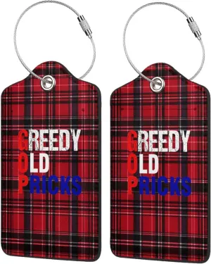 Luggage Tag Greedy Old Pricks1 Pu Leather Identifiers Id Tag Bag Suitcase Labels