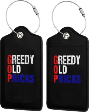 Luggage Tag Greedy Old Pricks1 Pu Leather Identifiers Id Tag Bag Suitcase Labels