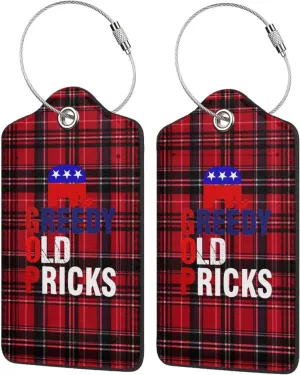 Luggage Tag Greedy Old Pricks2 Pu Leather Identifiers Id Tag Bag Suitcase Labels