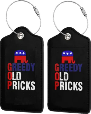 Luggage Tag Greedy Old Pricks2 Pu Leather Identifiers Id Tag Bag Suitcase Labels