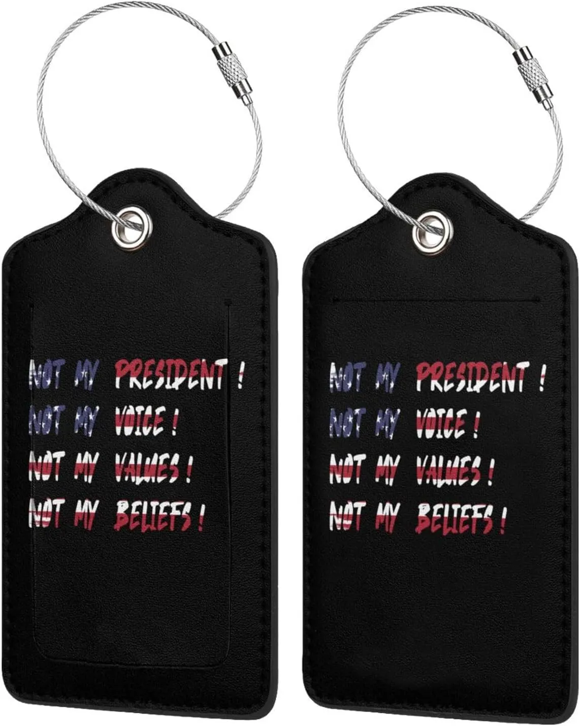 Luggage Tag Not My President Not My Voice Not My Values Not My Beliefs Pu Leather Identifiers Id Tag Bag Suitcase Labels