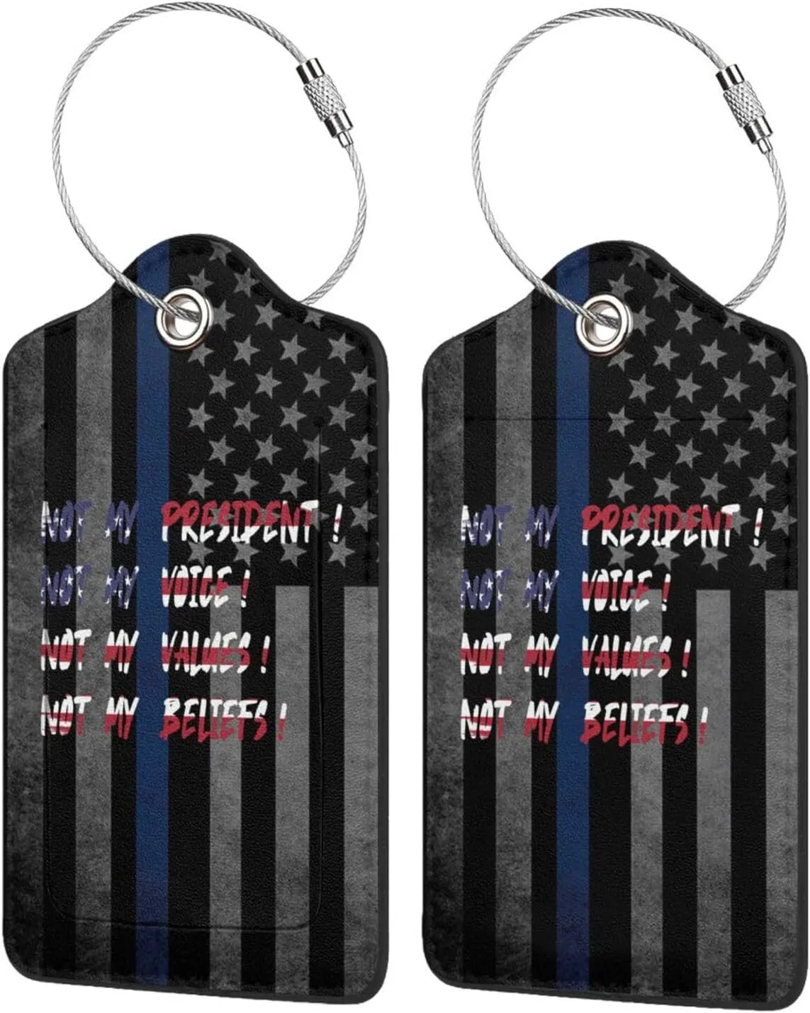 Luggage Tag Not My President Not My Voice Not My Values Not My Beliefs Pu Leather Identifiers Id Tag Bag Suitcase Labels