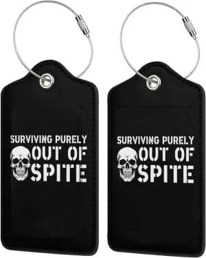 Luggage Tag Surviving Purely Out of Spite Pu Leather Identifiers Id Tag Bag Suitcase Labels